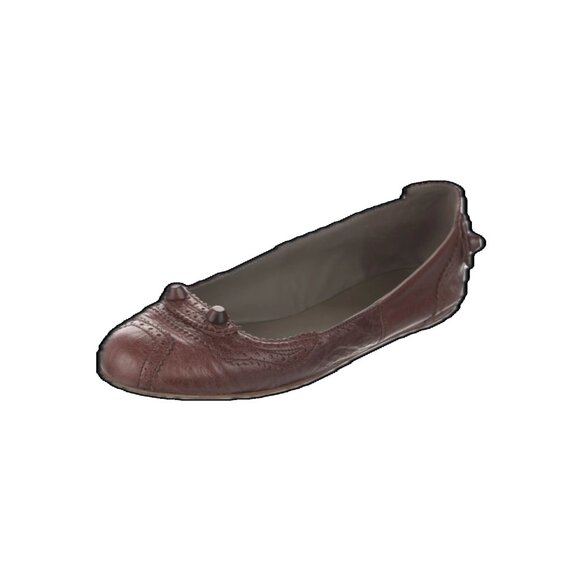 Balenciaga City Arena Studded Ballet Flats in Brown Leather - Size IT 37.5 - Picture 1 of 8